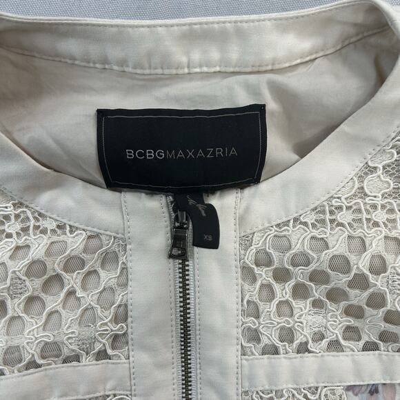BCBGMAXAZRIA XS White Jacket Full Zip Motorcycle Style - Picture 4 of 7
